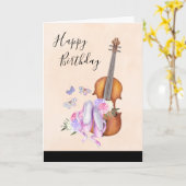 Carte Violon, Chaussons de Ballet, Fleurs et Papillons (Fleur jaune)