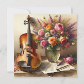 Carte Violon, Partition et un Vase de Fleurs (Devant)