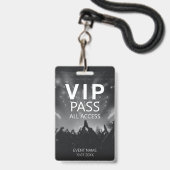 Carte VIP All Access QR Code Event Black Badge (Face avec cordon)