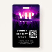 Carte VIP Code QR Badge de concert (Dos)