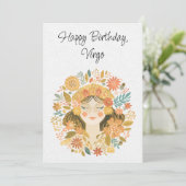 Carte Virgo Maiden Zodiac Boho Birthday Flat Card (Debout devant)