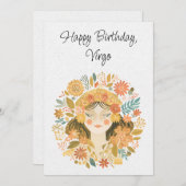 Carte Virgo Maiden Zodiac Boho Birthday Flat Card (Devant / Derrière)