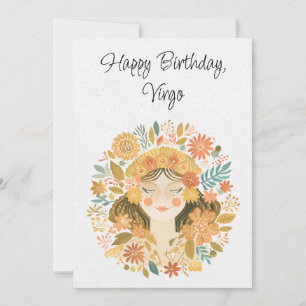 Carte Virgo Maiden Zodiac Boho Birthday Flat Card