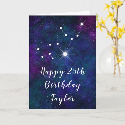 Carte Virgo Zodiac Constellation Joyeux anniversaire (Fleur jaune)