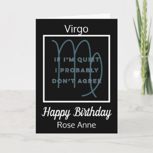 Carte Virgo Zodiac Fun Citation en Noir & Blanc Annivers