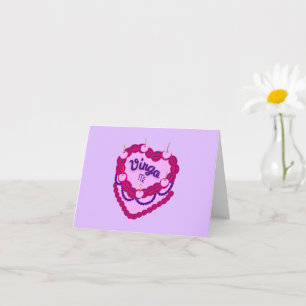 Carte Virgo Zodiac Pastel Coeur gâteau d'anniversaire