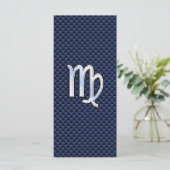 Carte Virgo Zodiac Sign on Navy Blue Carbon Fiber Print (Debout devant)