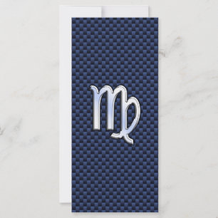 Carte Virgo Zodiac Sign on Navy Blue Carbon Fiber Print