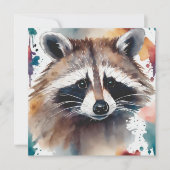 Carte Visage Abstrait du Raccoon aquarelle (Devant)