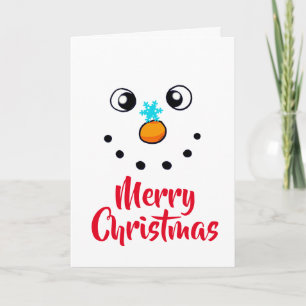 Carte Visage de bonhomme de neige festif Joyeux Noël