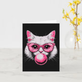 Carte Visage de chat nk gles Bubble Gum Mignon Kitty Fem (Fleur jaune)