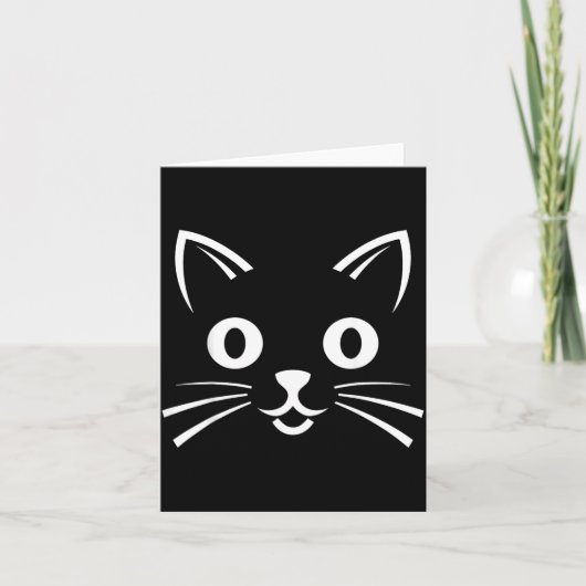 Carte Visage de chat noir Halloween (Devant)