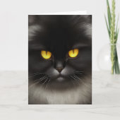 Carte Visage de chat persan noir, en colère et mignon (Devant)