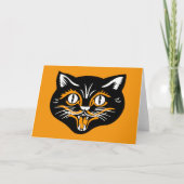 Carte Visage de chat vintage Halloween (Devant)