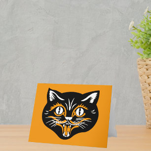 Carte Visage de chat vintage Halloween