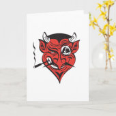 Carte visage de diable rétro-fumeur (Fleur jaune)