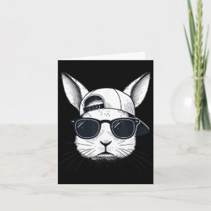 Carte Visage de lapin avec casquette de lunettes de sole