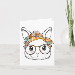 Carte Visage de lapin de Pâques mignon Groovy Gles Fille