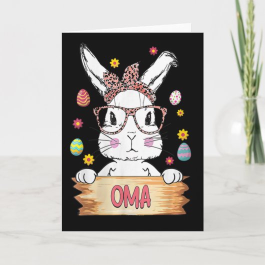 Carte Visage de lapin mignon femme Impression léopard Gl (Devant)