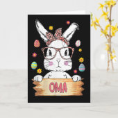 Carte Visage de lapin mignon femme Impression léopard Gl (Fleur jaune)