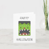Carte Visage de monstre de Frankenstein Joyeux Halloween (Devant)