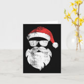 Carte Visage de père Noël hipster amusant avec chapeau b (Fleur jaune)