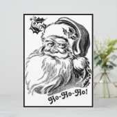 Carte Visage de Père Noël noir et blanc de Noël vintage (Debout devant)