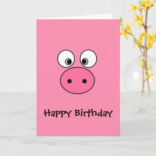 Carte Visage de porc rose (Fleur jaune)