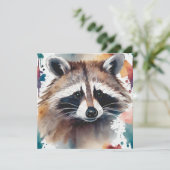 Carte Visage de Raton Laveur Aquarelle Abstraite  (Debout devant)
