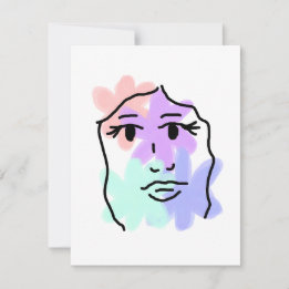 Carte Visage et fleurs abstrait (couleurs pâles)