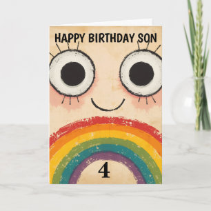 CARTE VISAGE HEUREUX ARC-EN-CIEL