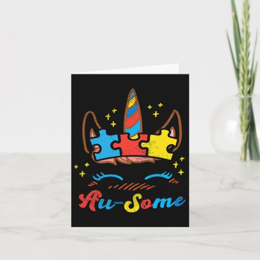 Carte Visage Licorne Ausome Puzzle Autism Awareness Asl  (Devant)