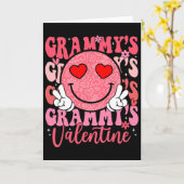 Carte Visage Souriant Groovy La Saint-Valentin de Grammy (Fleur jaune)