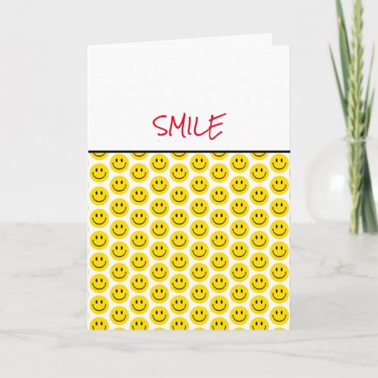 Carte Visage Souriant Jaune Noir Blanc Salutation (Devant)