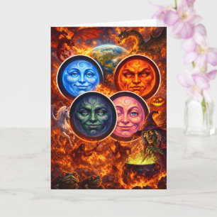 Carte Visages de lune céleste mystique fantaisie Hallowe