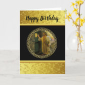 Carte Visitation à Dawn Jesus frappe sur une porte rusti (Fleur jaune)