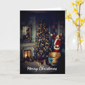 Carte Visite du Père Noël, voeux de Noël (Fleur jaune)