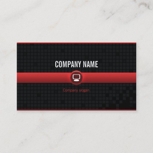 Carte visite - Professionnel informatique rouge v2 (Devant)