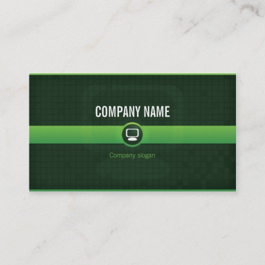 Carte visite - Professionnel informatique verte v1 (Devant)