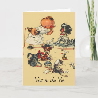 Carte Visite vintage vétérinaire à l'vétérinaire