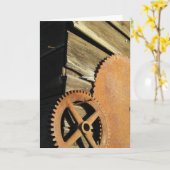 Carte Vitesse en bois vintage (Fleur jaune)