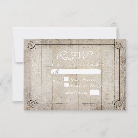 Carte Vitnage Rustique Mariage campagnard en bois (Devant)