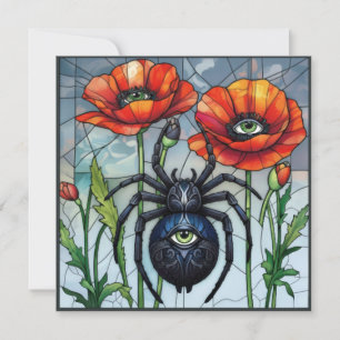 Carte Vitrail Araignée Coquelicot Fleurs Œil Omniscient