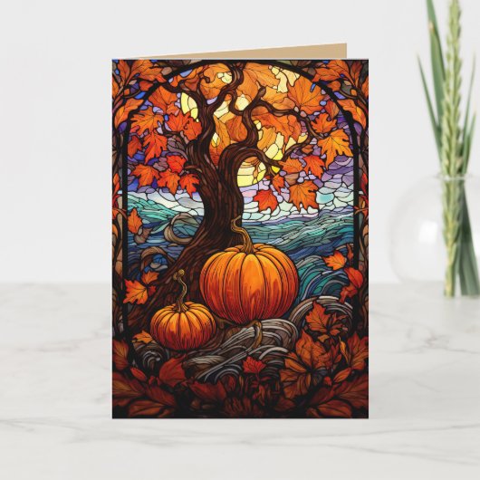 CARTE VITRAIL PENSÉE POUR VOUS D'AUTOMNE (Devant)