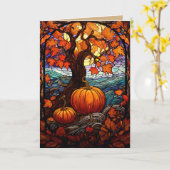 CARTE VITRAIL PENSÉE POUR VOUS D'AUTOMNE (Fleur jaune)