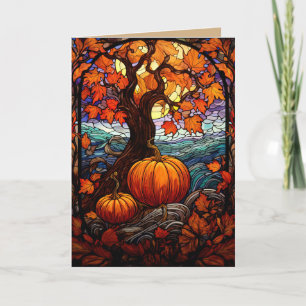 CARTE VITRAIL PENSÉE POUR VOUS D'AUTOMNE