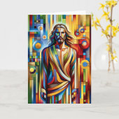 Carte Vitraux modernes de Jésus, pour toutes occasions (Fleur jaune)