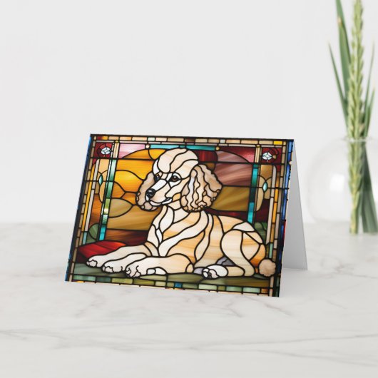 Carte Vitreaux de chiot caniche mignon (Devant)