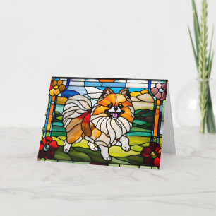 Carte Vitreaux de Pomeranian mignon