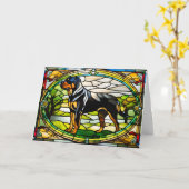 Carte Vitreaux de Rottweiler mignon (Fleur jaune)
